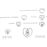 Vektor-Cliparts von seltsamen Herzen Zeichnungen festgelegt